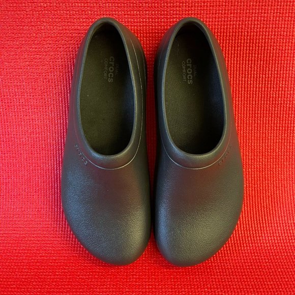 Crocs Mens Leather Round Toe Low Top Slip On Black Casual Clogs Shoes Size 12 main image 6